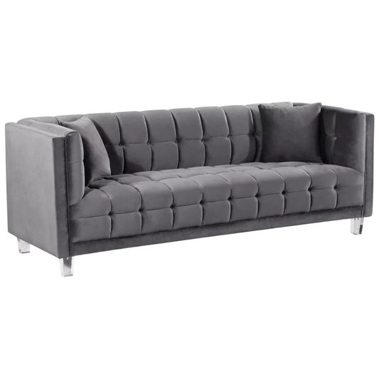 4 Seater Sofa Set  86.5 Velvet Tuxedo Arm Sofa