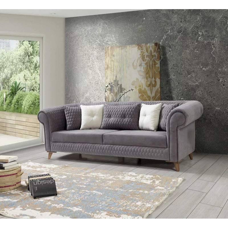 4 Seater Sofa Set: 87.4'' Rolled Arm Sofa]