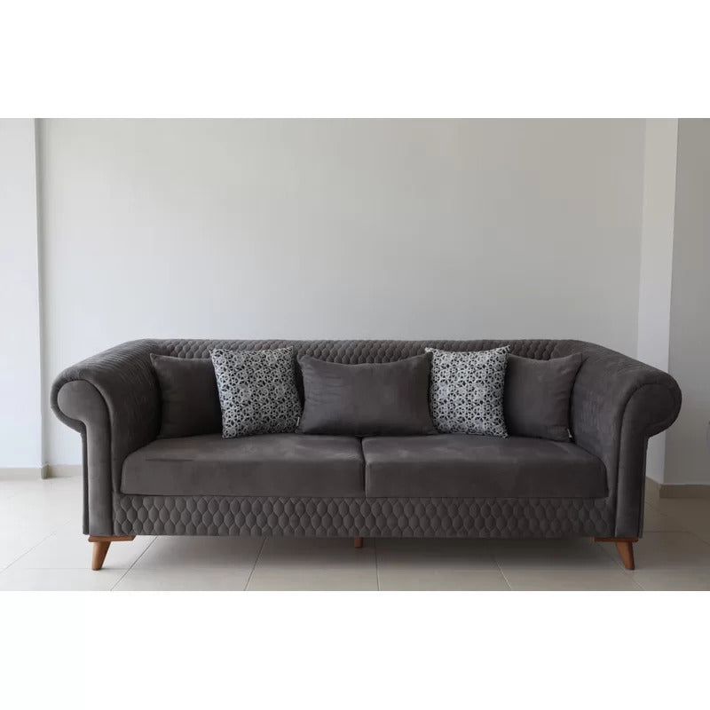 4 Seater Sofa Set: 87.4'' Rolled Arm Sofa