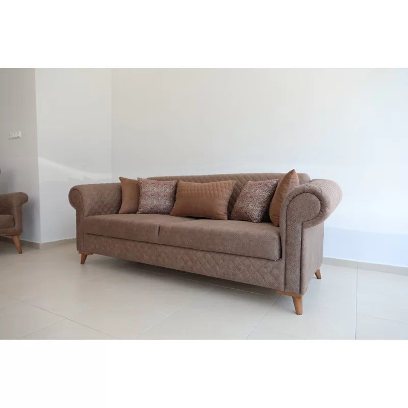4 Seater Sofa Set: 87.4'' Rolled Arm Sofa