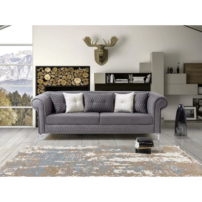 4 Seater Sofa Set: 87.4'' Rolled Arm Sofa