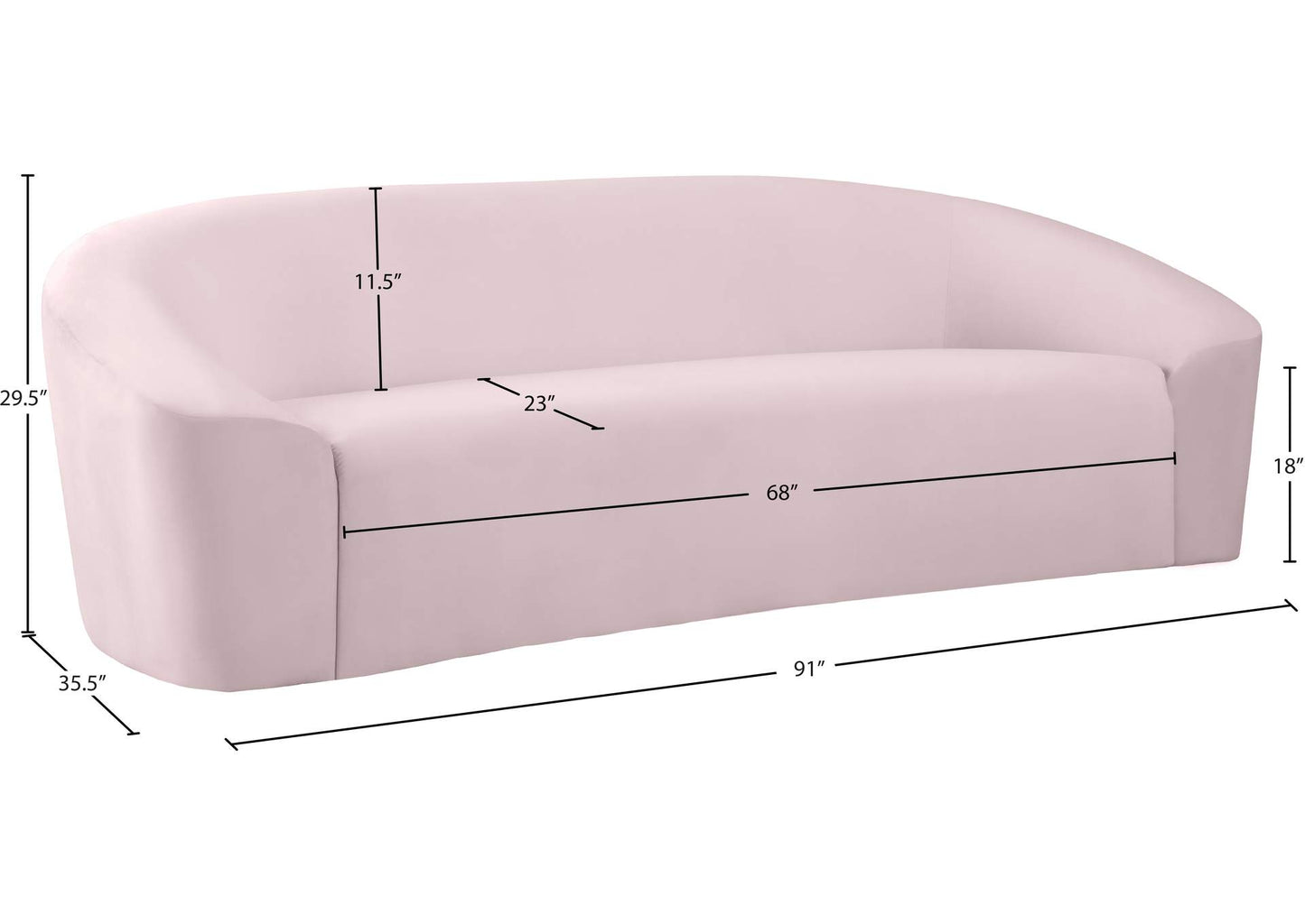 4 Seater Sofa Set: 91'' Velvet Curved Sofa Set