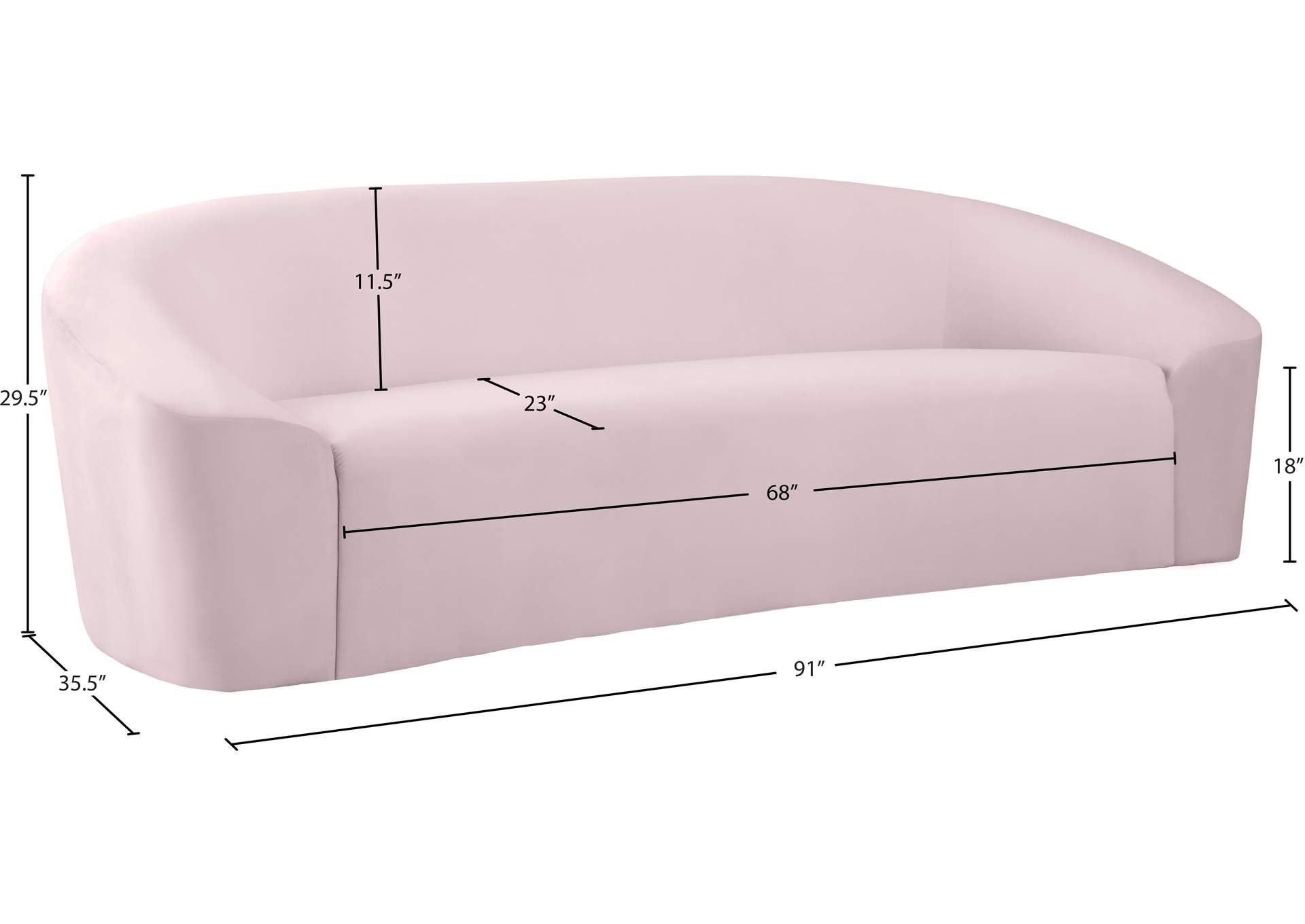 4 Seater Sofa Set: 91'' Velvet Curved Sofa Set