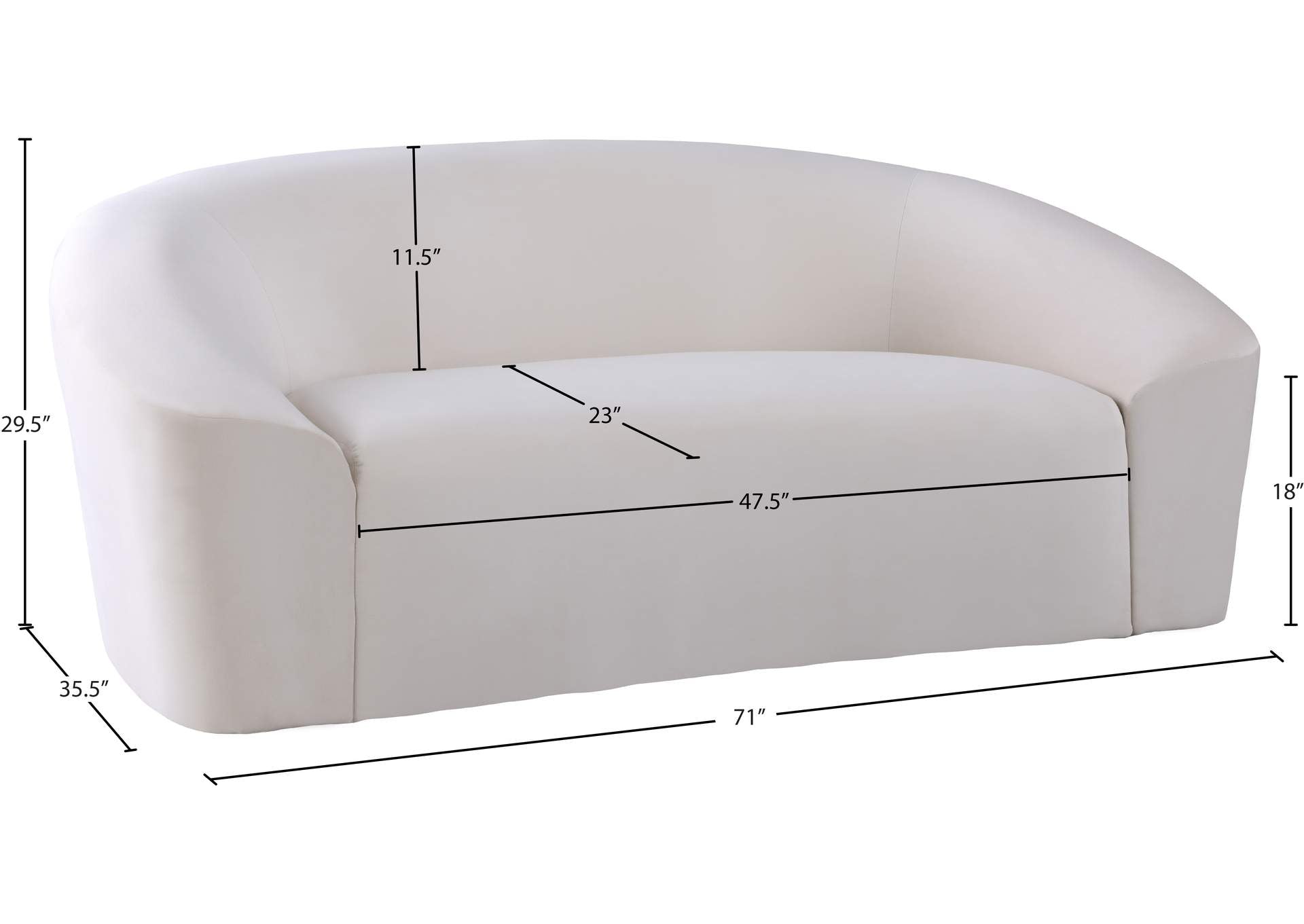 4 Seater Sofa Set: 91'' Velvet Curved Sofa Set