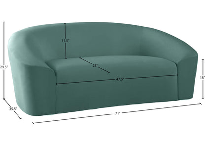 4 Seater Sofa Set: 91'' Velvet Curved Sofa Set