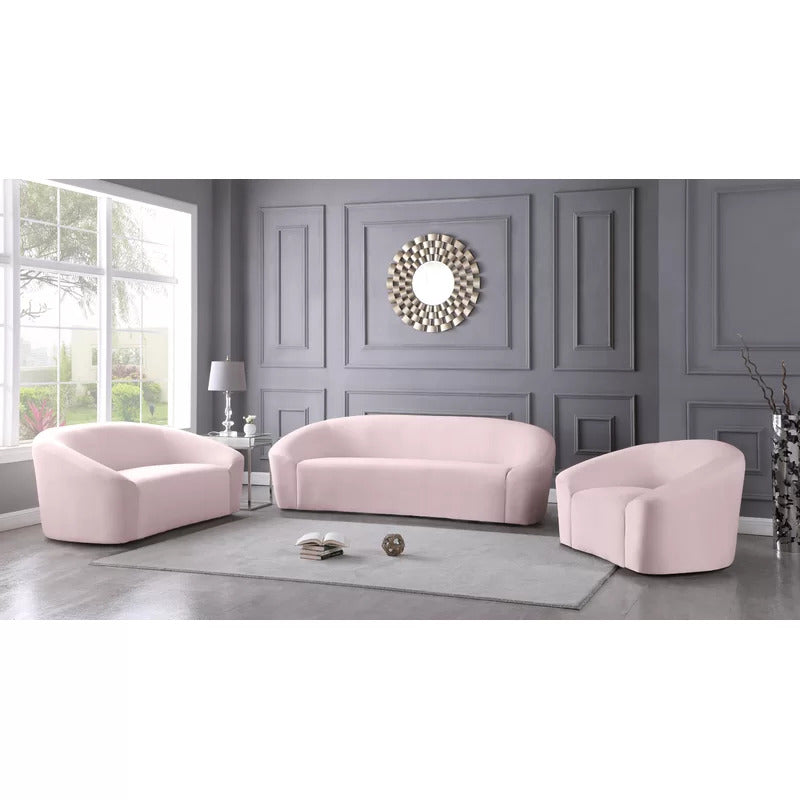 4 Seater Sofa Set: 91'' Velvet Curved Sofa Set
