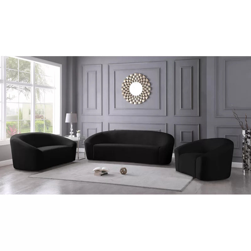 4 Seater Sofa Set: 91'' Velvet Curved Sofa Set