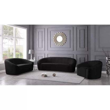 4 Seater Sofa Set: 91'' Velvet Curved Sofa Set