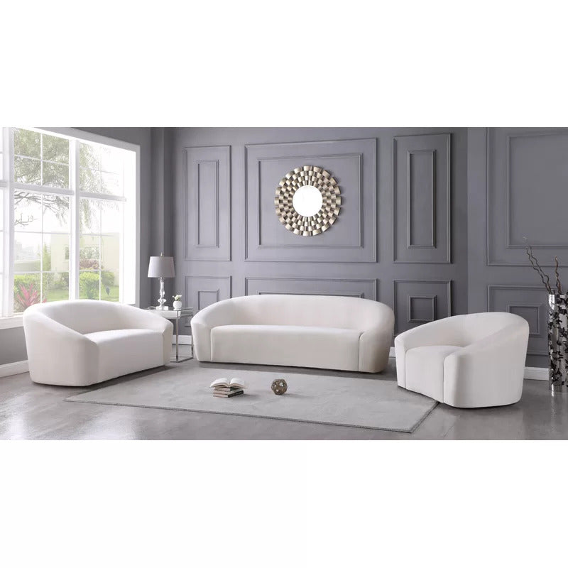 4 Seater Sofa Set: 91'' Velvet Curved Sofa Set