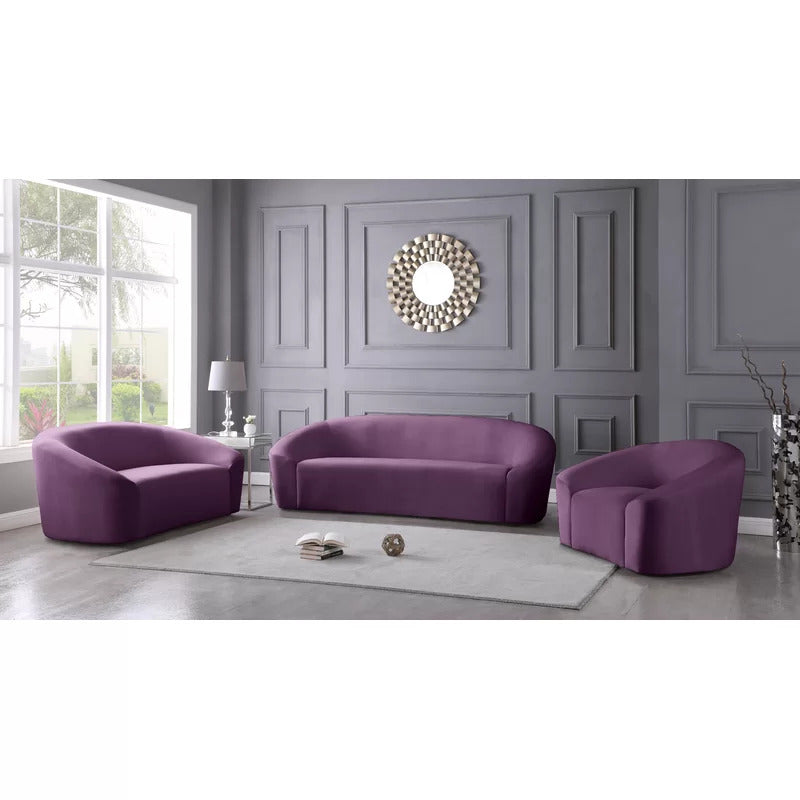 4 Seater Sofa Set: 91'' Velvet Curved Sofa Set