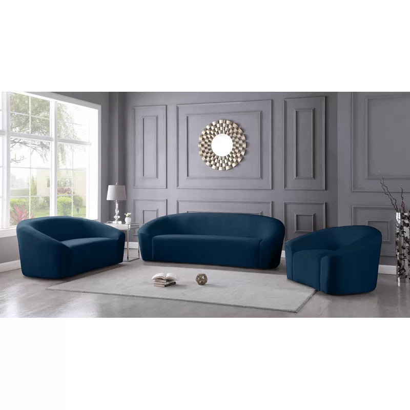 4 Seater Sofa Set: 91'' Velvet Curved Sofa Set