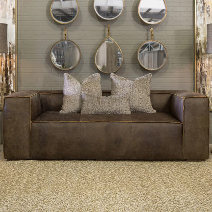 4 Seater Sofa Set: 96'' Leatherette Round Arm Sofa
