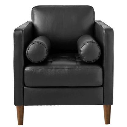 4 Seater Sofa Set : Leatherette Recessed Arm Sofa