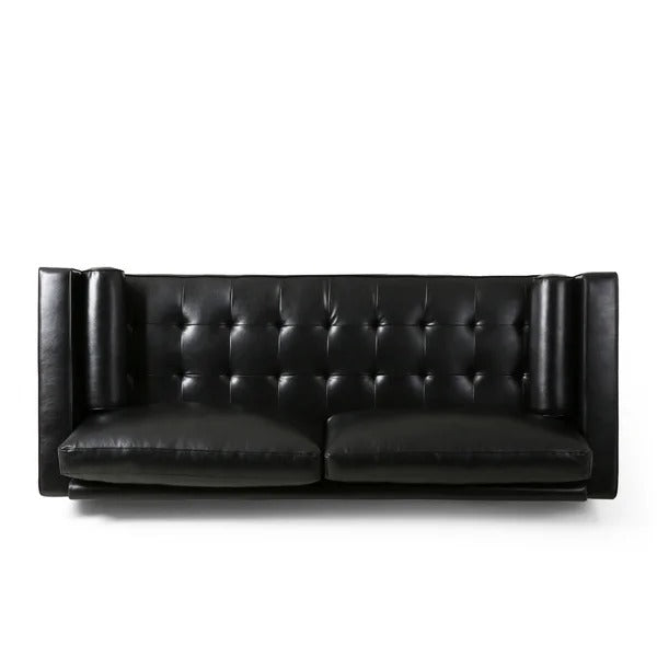 4 Seater Sofa Set : Leatherette Recessed Arm Sofa