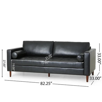 4 Seater Sofa Set : Leatherette Recessed Arm Sofa