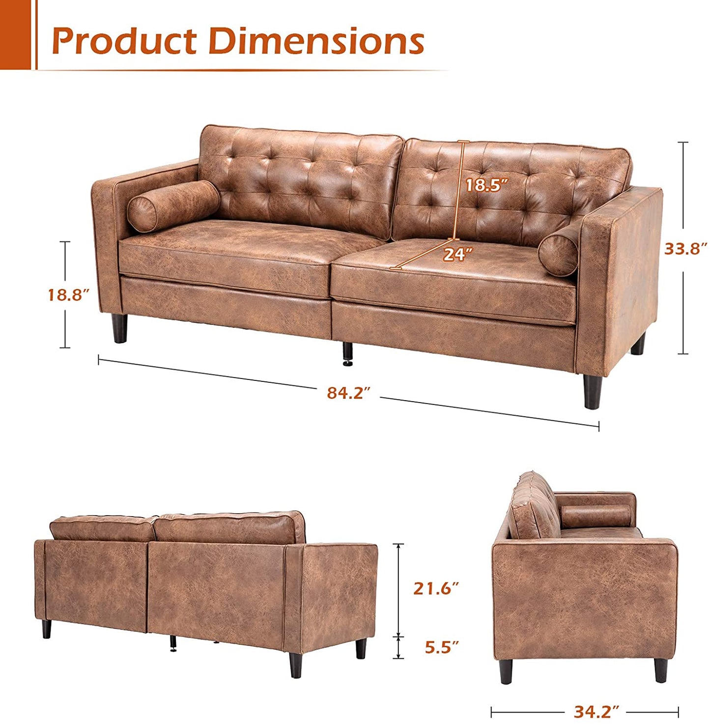 4 Seater Sofa Set : Rolled Arm Sofa
