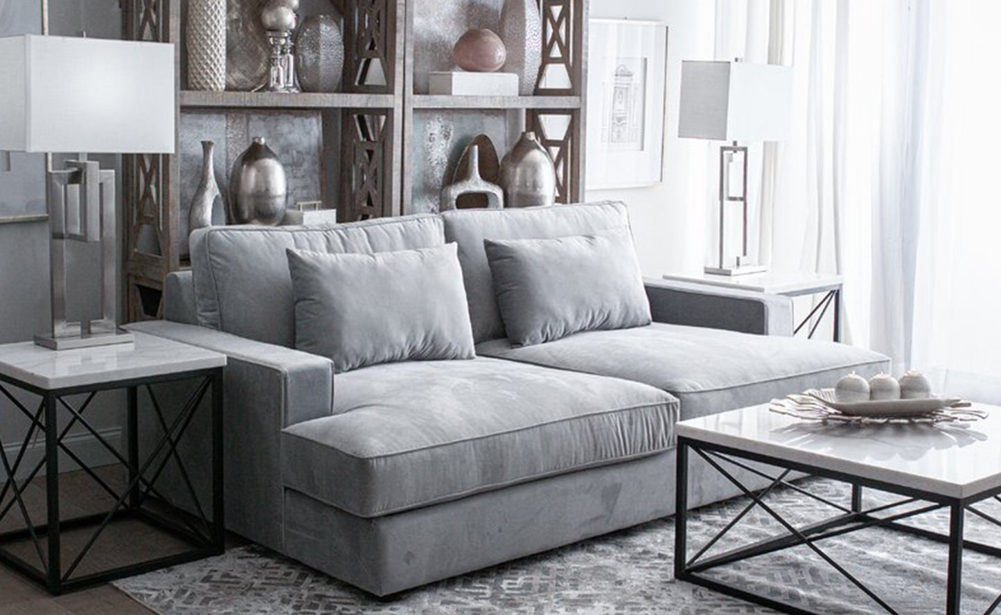 2 Seater Sofa Set : Square Arm Sofa