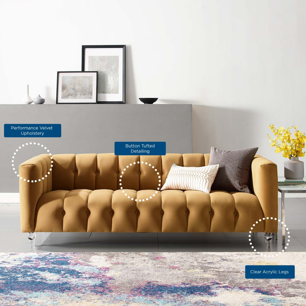 4 Seater Sofa Set : Velvet Arm Sofa