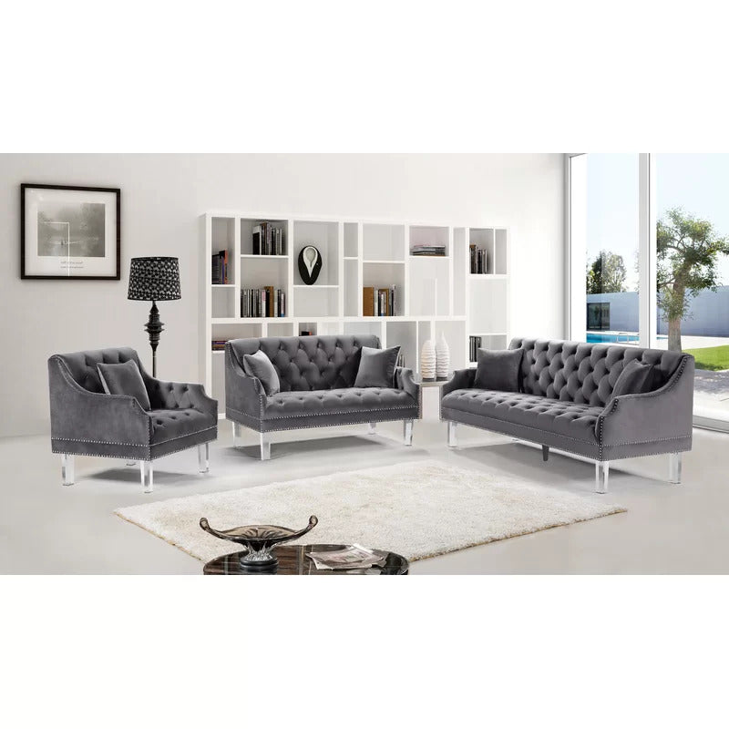4 Seater Sofa Set ; Velvet Flared Arm Sofa