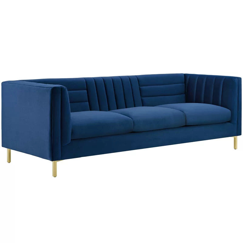 4 Seater Sofa Set : Velvet Rolled Arm Chesterfield Sofa