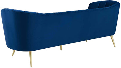 4 Seater Sofa Set : Velvet Rolled Arm Chesterfield Sofa