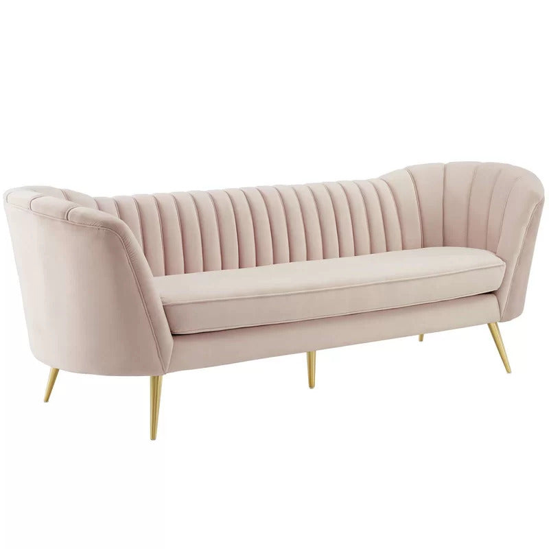 4 Seater Sofa Set : Velvet Rolled Arm Chesterfield Sofa