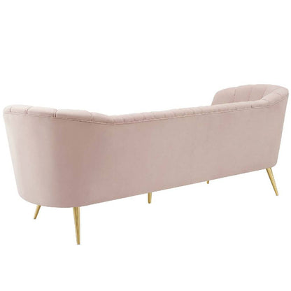 4 Seater Sofa Set : Velvet Rolled Arm Chesterfield Sofa