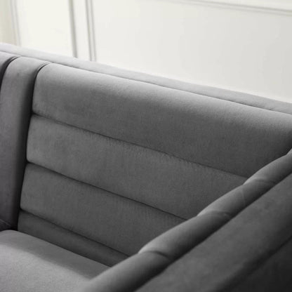 4 Seater Sofa Set : Velvet Rolled Arm Chesterfield Sofa