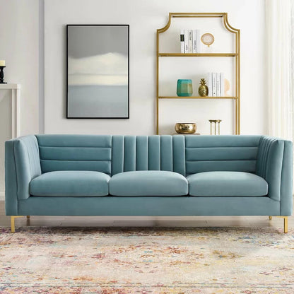 4 Seater Sofa Set : Velvet Rolled Arm Chesterfield Sofa