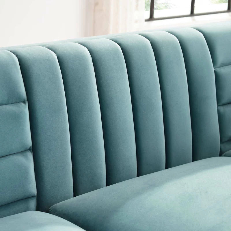 4 Seater Sofa Set : Velvet Rolled Arm Chesterfield Sofa