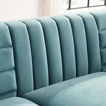 4 Seater Sofa Set : Velvet Rolled Arm Chesterfield Sofa