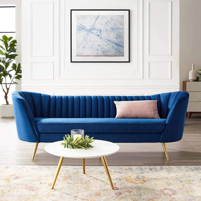 4 Seater Sofa Set : Velvet Rolled Arm Chesterfield Sofa