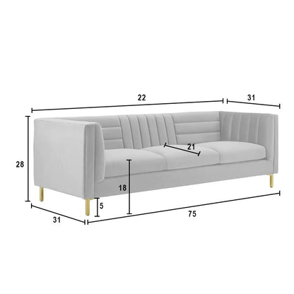 4 Seater Sofa Set : Velvet Rolled Arm Chesterfield Sofa