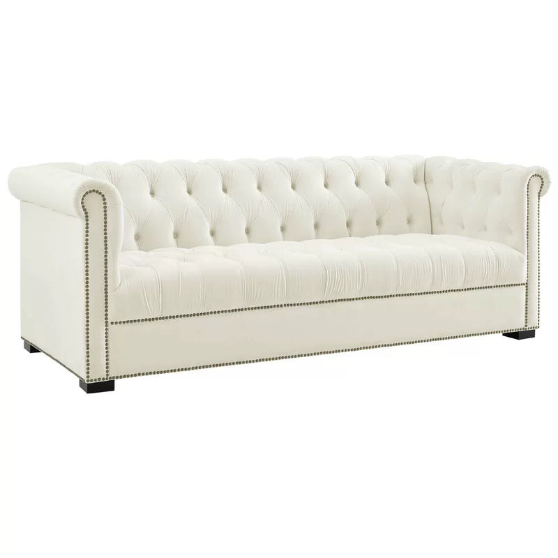 4 Seater Sofa Set : Velvet Rolled Arm Sofa