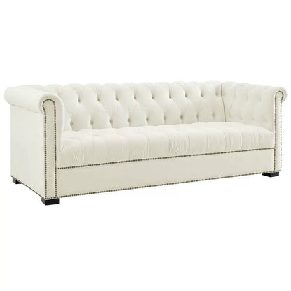 4 Seater Sofa Set : Velvet Rolled Arm Sofa