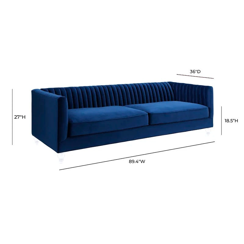 4 Seater Sofa Set : Velvet Rolled Arm Sofa
