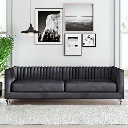 4 Seater Sofa Set : Velvet Rolled Arm Sofa