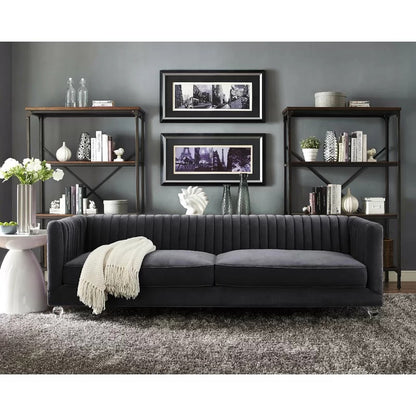4 Seater Sofa Set : Velvet Rolled Arm Sofa