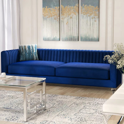 4 Seater Sofa Set : Velvet Rolled Arm Sofa