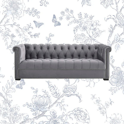 4 Seater Sofa Set : Velvet Rolled Arm Sofa