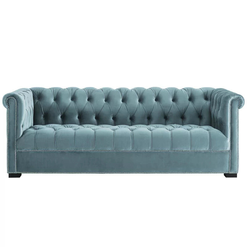4 Seater Sofa Set : Velvet Rolled Arm Sofa
