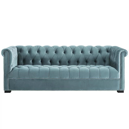 4 Seater Sofa Set : Velvet Rolled Arm Sofa