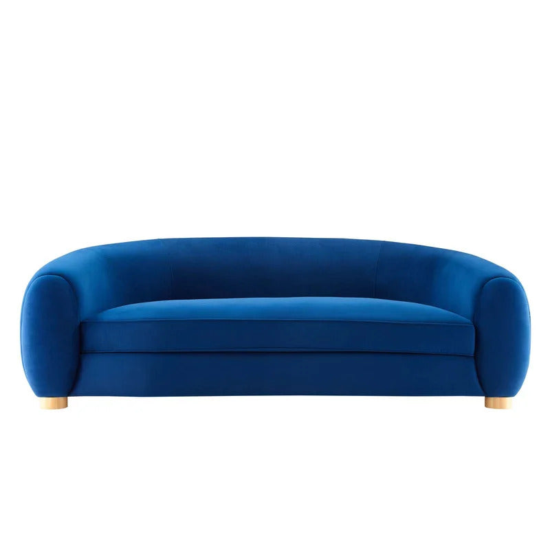 4 Seater Sofa Set: Velvet Round Arm Curved Sofa