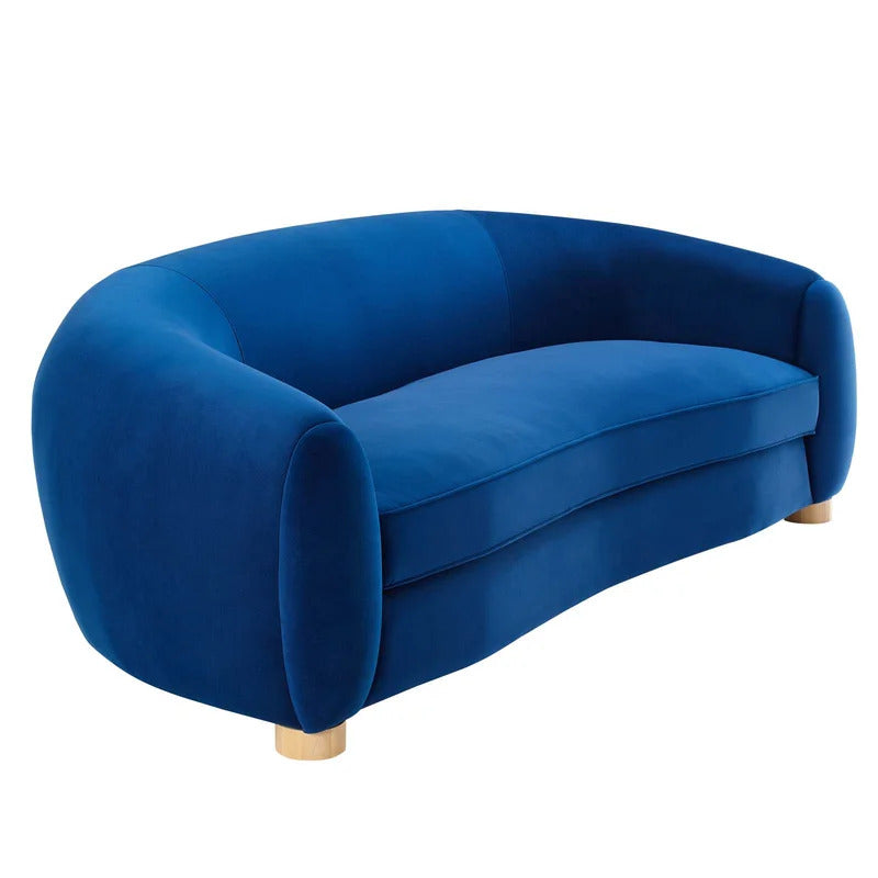 4 Seater Sofa Set: Velvet Round Arm Curved Sofa