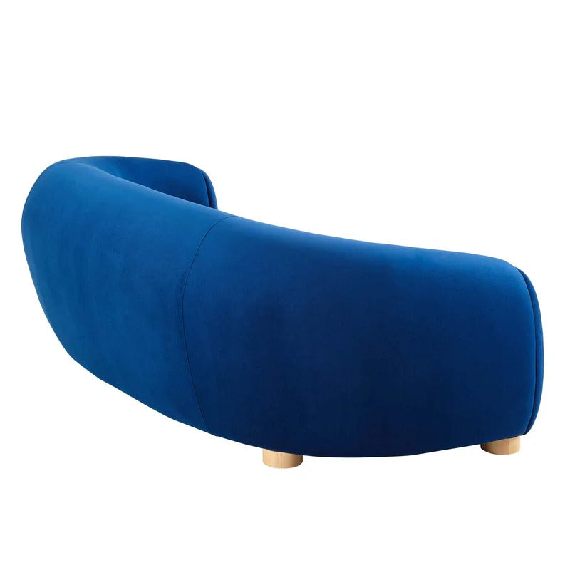 4 Seater Sofa Set: Velvet Round Arm Curved Sofa