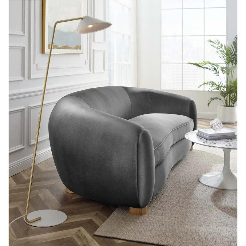 4 Seater Sofa Set: Velvet Round Arm Curved Sofa