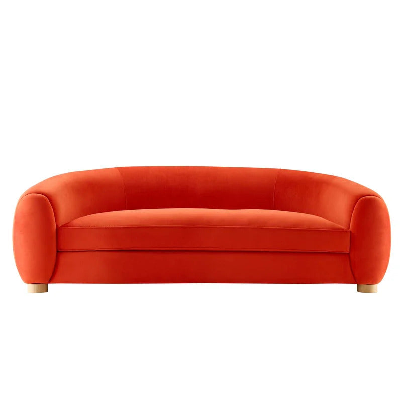 4 Seater Sofa Set: Velvet Round Arm Curved Sofa