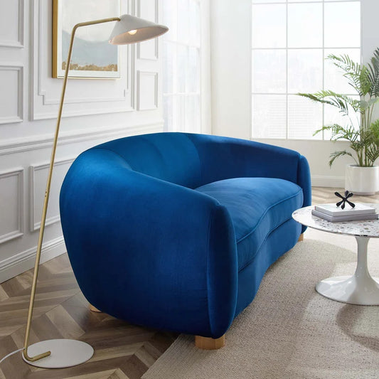 4 Seater Sofa Set: Velvet Round Arm Curved Sofa