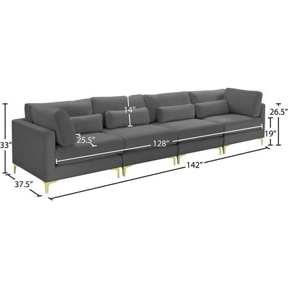 4 Seater Sofa Set : Velvet Square Arm Sofa