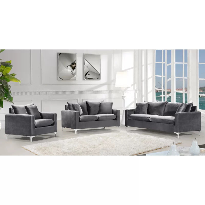 4 Seater Sofa Set : Velvet Square Arm Sofa